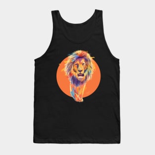 The King, Orange Edition, Colorful Lion Illustration Tank Top